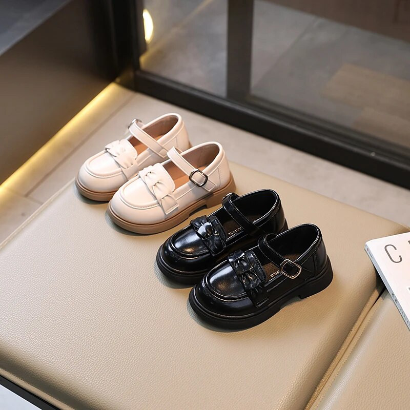 Dječje kožne cipele Proljeće 2023. Novo mokasinke za djevojčice Svestrane mekane crne cipele na kuku i petlju Dječje cipele za školske uniforme
