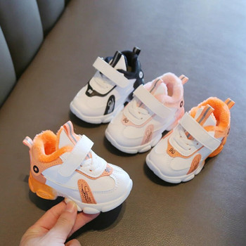 Маратонки за момичета Бебешки обувки за малко дете Модни детски маратонки Зимни нови спортни обувки за момичета Детски маратонки Ежедневни обувки от полар