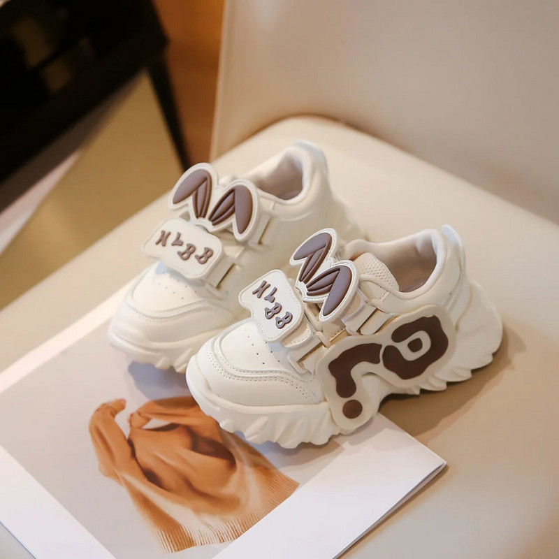 Tenisice za djevojčice Dječja obuća Modne kožne tenisice za ležernu upotrebu Djevojčice za dječake Jesenske zečje uši Slatki dizajn Sportske tenisice za trčanje