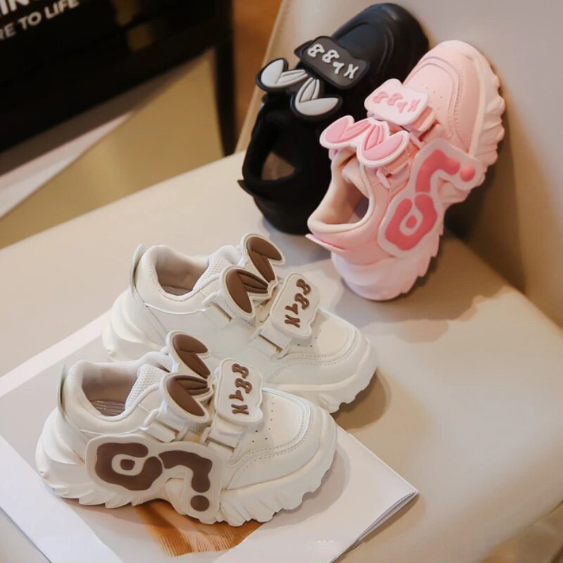 Tenisice za djevojčice Dječja obuća Modne kožne tenisice za ležernu upotrebu Djevojčice za dječake Jesenske zečje uši Slatki dizajn Sportske tenisice za trčanje