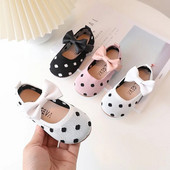 Korėjietiško stiliaus vaikiška princesė Mary Jane, 2023 m. pavasaris, naujas mergaičių lankas, minkštas padas, banguoto taško, megzti, kvėpuojantys mokasininiai batai, mieli