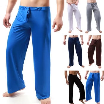 Мъжки панталони за йога с ниска талия и връзки Прави свободни пижамни панталони Тънки спортни удобни мъжки спортни панталони с еластична талия