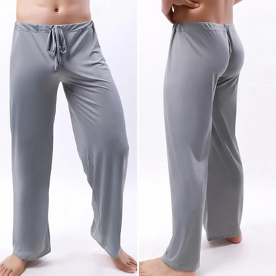 Мъжки панталони за йога с ниска талия и връзки Прави свободни пижамни панталони Тънки спортни удобни мъжки спортни панталони с еластична талия