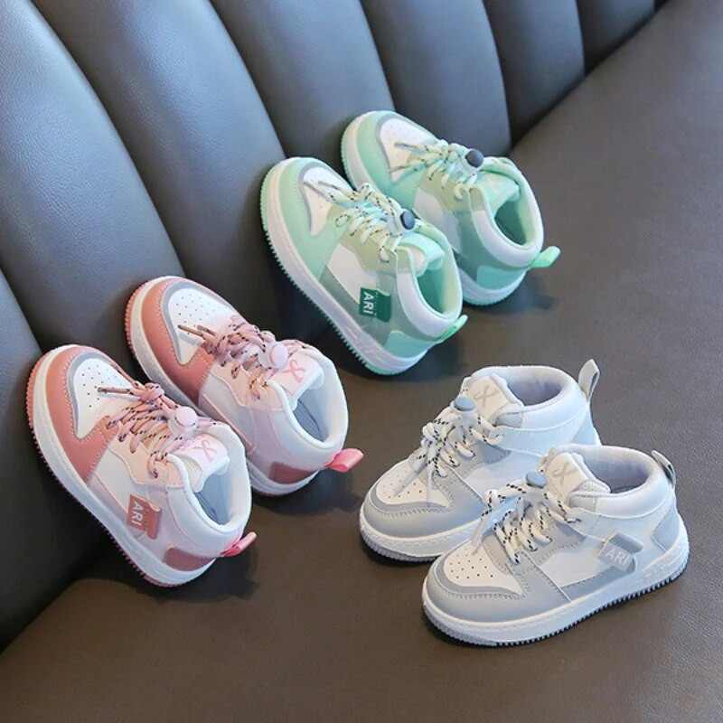 Bērnu kedas Augstas čības Šņorējamas 2024 Jauni Bērnu Modes Ikdienas apavi Zēnu sporta apavi Universāli, mīksti bērnu apavi