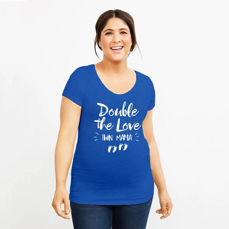 Double The Love Twin Mama Twin Mom särk Twin Mama T-särk Naljakas kaksikute ema Rasedusärgid Rasedus paljastavad kingitused