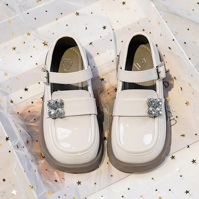 Meiteņu skolas apavi, melni ballīšu ādas apavi bērniem, plakanie kvadrātveida pirksti ar kalngaliem, bērnu ikdienas apavi 2023. gada pavasaris, jauns 26.–36.