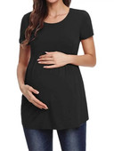 Ljetne majice za trudnice 2023., kratkih rukava, s O-izrezom, visokog struka, nabranim volanima, porub, patchwork široke majice za trudnice, duge ženske majice