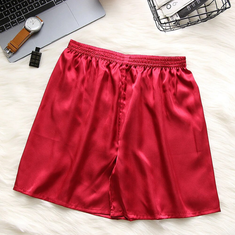 Καλοκαιρινή ανδρική μόδα Ρόμπες σπιτιού Σορτς καθαρό χρώμα Μεταξωτό σατέν πιτζάμα Πυτζάμες Σαλόνια Εσώρουχα