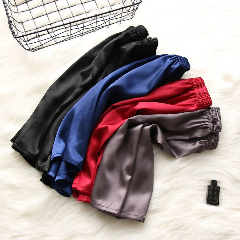 Καλοκαιρινή ανδρική μόδα Ρόμπες σπιτιού Σορτς καθαρό χρώμα Μεταξωτό σατέν πιτζάμα Πυτζάμες Σαλόνια Εσώρουχα