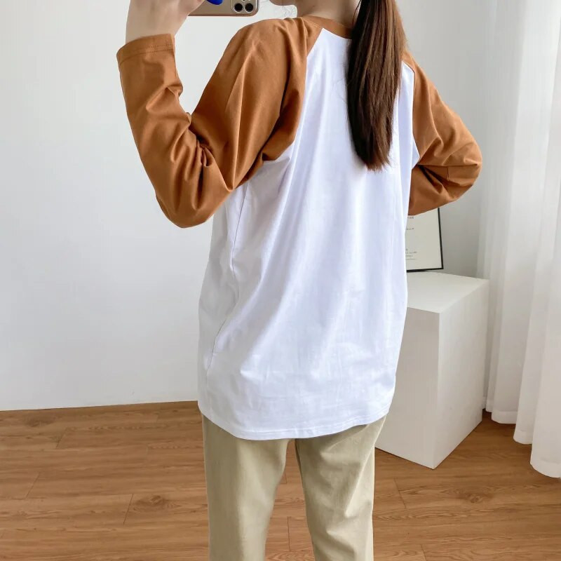 Karikatūras ziloņu apdrukas topi Pavasara T-krekli ar garām piedurknēm barošanai kokvilnas kontrasta krāsā barojošām mātēm, valkāšanai 8568