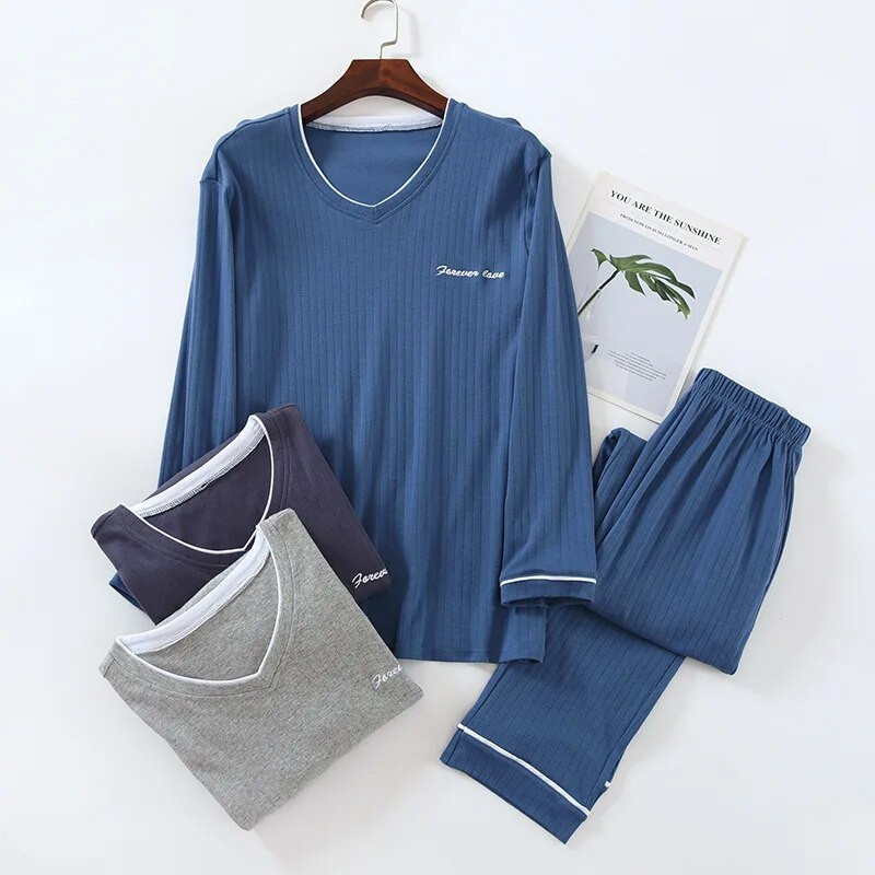 Vīriešu pavasara un rudens Pijama Hombre 2022 jaunākā kokvilnas liela izmēra garām piedurknēm jauniešu ziemas kokvilnas mājas apģērba uzvalks vīriešu pidžama