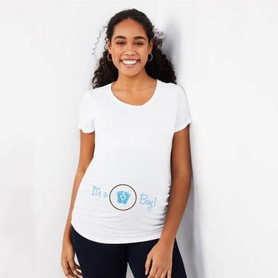 Πουκάμισο εγκυμοσύνης Γυναικεία χαριτωμένη στάμπα για μωρά Μπλουζάκια με κοντό μανίκι με λαιμόκοψη Έγκυος μπλουζάκια μπλουζάκια ρούχα για μωρά Αναγγελία μπλουζάκια