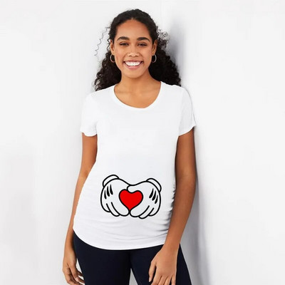 Πουκάμισο εγκυμοσύνης Γυναικεία χαριτωμένη στάμπα για μωρά Μπλουζάκια με κοντό μανίκι με λαιμόκοψη Έγκυος μπλουζάκια μπλουζάκια ρούχα για μωρά Αναγγελία μπλουζάκια