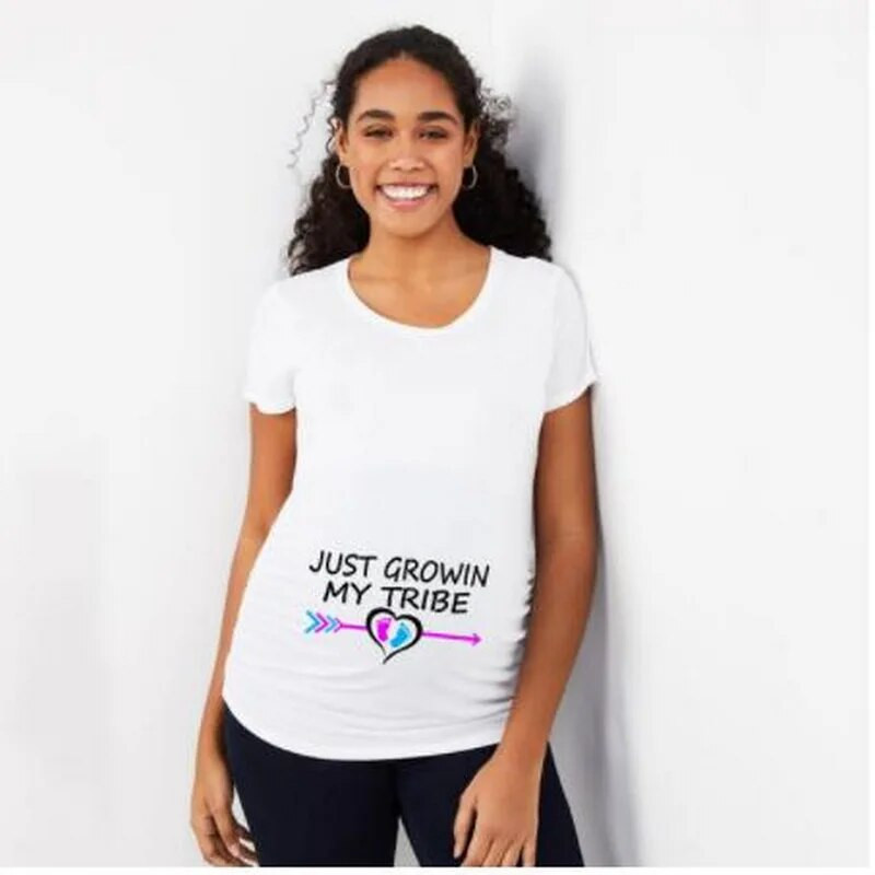 Nėštumo marškinėliai Motinystės mielas kūdikių raštas O formos kaklo trumpomis rankovėmis marškinėliai nėščiosioms marškinėliai Drabužiai Kūdikių skelbimai marškinėliai