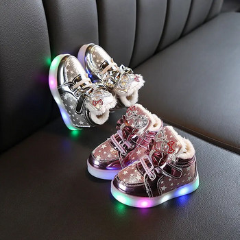 Παιδικά αθλητικά παπούτσια Mickey Mouse Χειμερινά λαμπερά παπούτσια spiderman βελούδινα παιδικά αθλητικά παπούτσια LED με ελαφριά κοριτσίστικα παπούτσια για μωρά