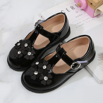 Nove jednostavne neklizajuće dječje kožne cipele za djevojčice iz 2023. Slatke neklizajuće dječje školske cipele u korejskom stilu ravne ravne