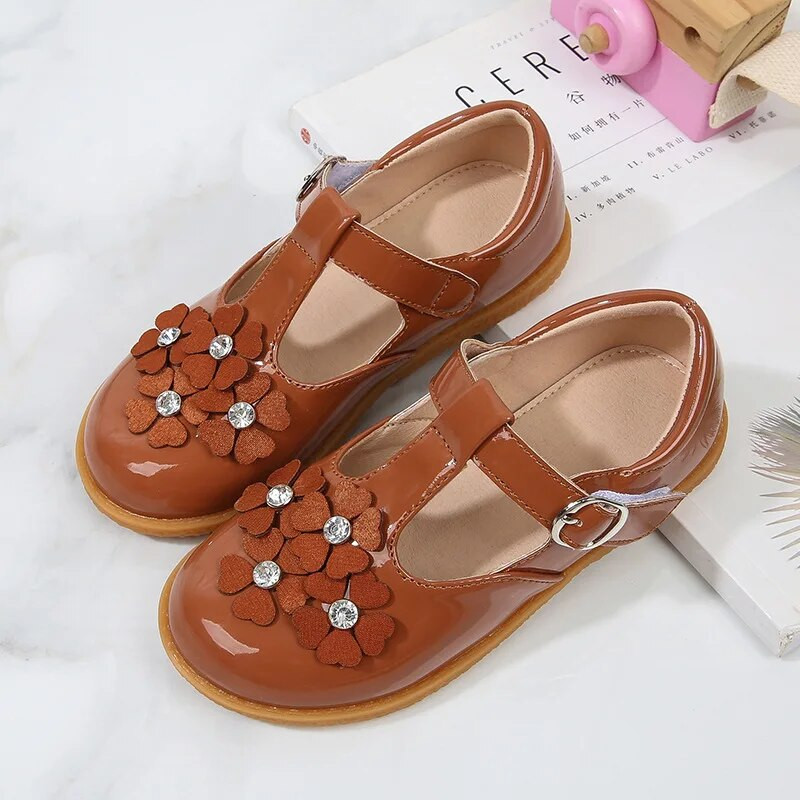 Nove jednostavne neklizajuće dječje kožne cipele za djevojčice iz 2023. Slatke neklizajuće dječje školske cipele u korejskom stilu ravne ravne