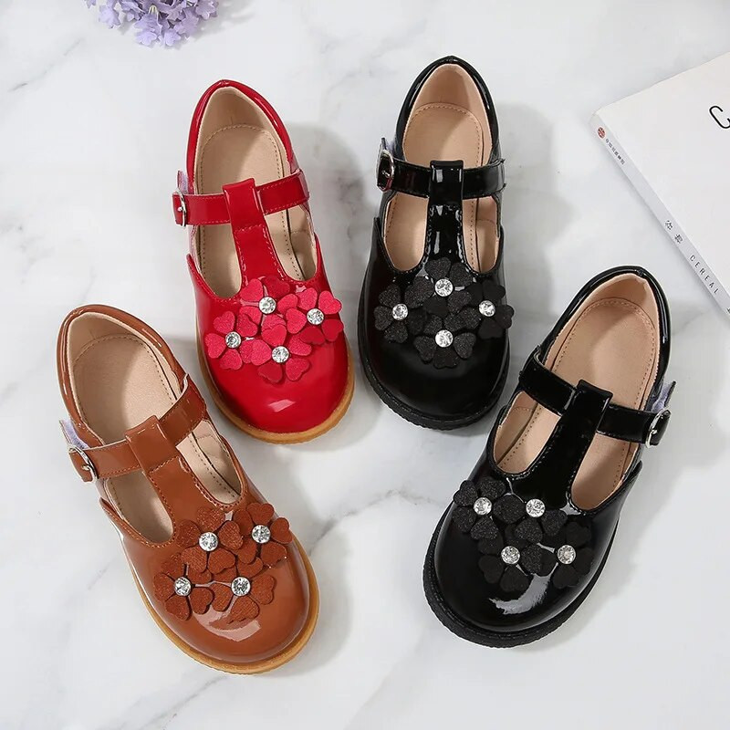 Nove jednostavne neklizajuće dječje kožne cipele za djevojčice iz 2023. Slatke neklizajuće dječje školske cipele u korejskom stilu ravne ravne