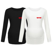 Sieviešu grūtnieču tunikas topi Mama Drēbes glaimojošs sānu rievotas garās piedurknes ar liekšķere Kakla Grūtniecības T-krekls Ikdienas masīvs apģērbs