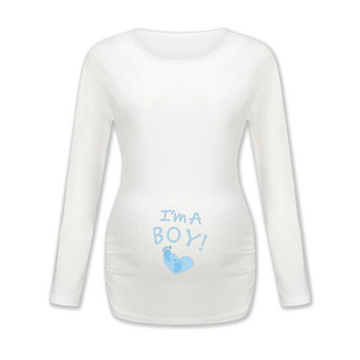 Sieviešu grūtnieču tunikas topi Mama Drēbes glaimojošs sānu rievotas garās piedurknes ar liekšķere Kakla Grūtniecības T-krekls Ikdienas masīvs apģērbs