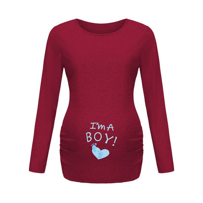 Sieviešu grūtnieču tunikas topi Mama Drēbes glaimojošs sānu rievotas garās piedurknes ar liekšķere Kakla Grūtniecības T-krekls Ikdienas masīvs apģērbs