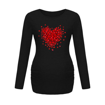 Sieviešu grūtnieču tunikas topi Mama Drēbes glaimojošs sānu rievotas garās piedurknes ar liekšķere Kakla Grūtniecības T-krekls Ikdienas masīvs apģērbs