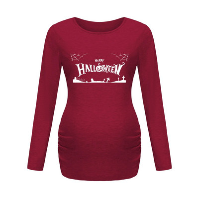 Sieviešu grūtnieču tunikas topi Mama Drēbes glaimojošs sānu rievotas garās piedurknes ar liekšķere Kakla Grūtniecības T-krekls Ikdienas masīvs apģērbs