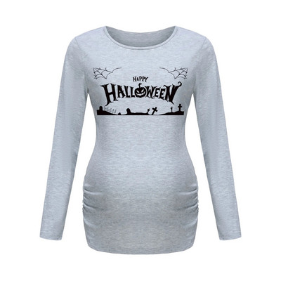 Sieviešu grūtnieču tunikas topi Mama Drēbes glaimojošs sānu rievotas garās piedurknes ar liekšķere Kakla Grūtniecības T-krekls Ikdienas masīvs apģērbs