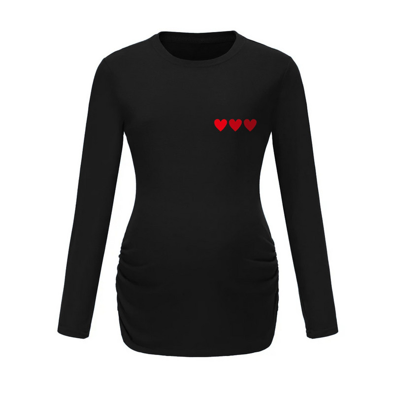 Sieviešu grūtnieču tunikas topi Mama Drēbes glaimojošs sānu rievotas garās piedurknes ar liekšķere Kakla Grūtniecības T-krekls Ikdienas masīvs apģērbs