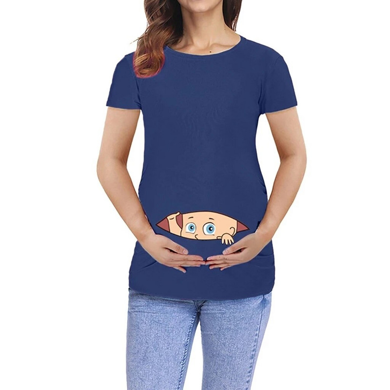Nova ljetna ženska majica kratkih rukava za trudnice s printom crtića, smiješna majica kratkih rukava, trudnička odjeća za trudnice, majica za trudnice