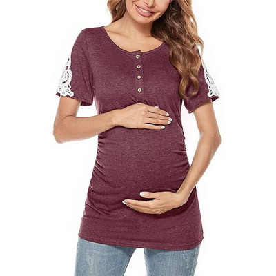 Ženska majica kratkih rukava za dojenje Majica za dojenje Jednobojna majica kratkih rukava za trudnice Pidžama