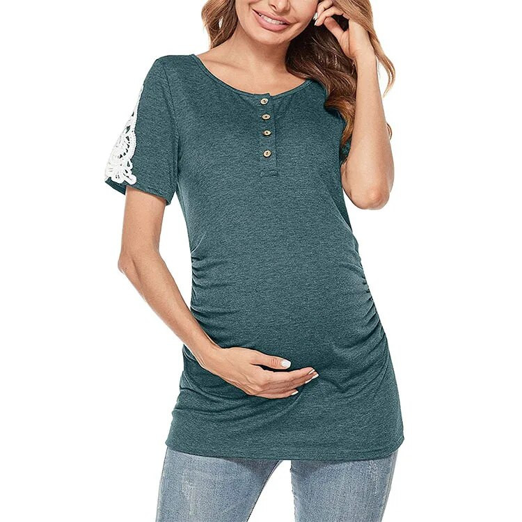 Ženska majica kratkih rukava za dojenje Majica za dojenje Jednobojna majica kratkih rukava za trudnice Pidžama