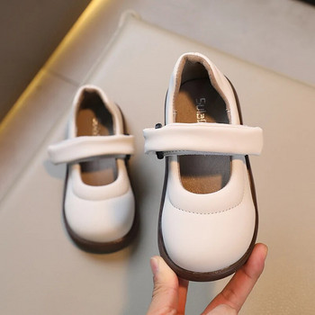 2023 Νέα Παιδικά δερμάτινα παιδικά παπούτσια με απλό άγκιστρο και θηλιά Μαύρα ομοιόμορφα σχολικά παπούτσια Παιδικά ευέλικτα μαλακά παπούτσια Princess με στρογγυλή μύτη