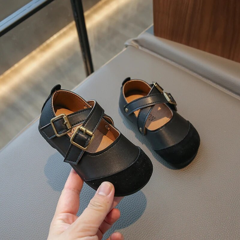 Korea stiilis retro stiilis laste nahast kingad 2023 kevad-sügis, uued madalad lastele mõeldud jalanõud