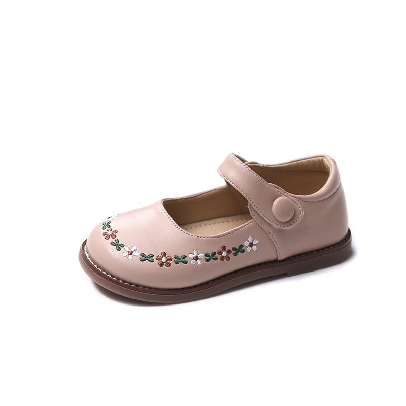 Nove jednostavne korejske cipele za ležerne djevojke iz 2023. godine, drop-shipping, cvijeće, vez, dječje modne kožne cipele, dječje cipele na kuku i petlju