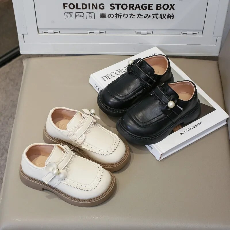 Meiteņu ādas apavi Mīkstas zoles bērnu apavi 2023. gada pavasaris un rudens Jaunas Princeses Mary Jane Shoes Bērnu ikdienas apavi Lolita PU