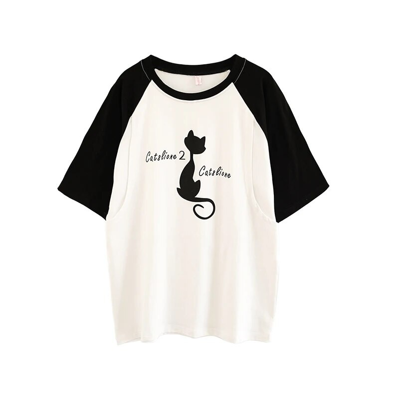 Black Kitty Print sieviešu T-krekls barojošai vasarai ar īsām piedurknēm, barojot bērnu ar krūti, tops grūtniecēm, apģērbs grūtniecēm 5008B