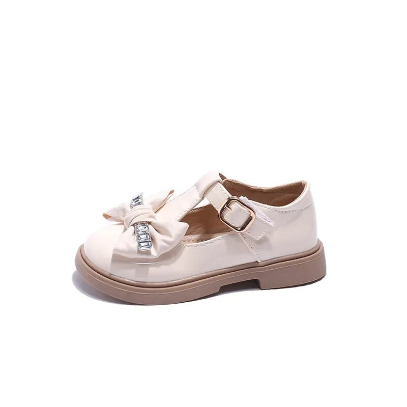 Jesen 2023. Nove ležerne kožne cipele za djevojčice u korejskom stilu s mašnom slatke princeze s mekanim potplatom s T-remenom Moda za djecu ležerne Mary Janes PU