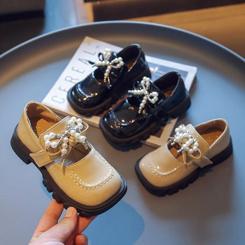 2023 Δερμάτινα παπούτσια για κορίτσια Ευέλικτο φιόγκο με μαργαριτάρια Κομψά παιδικά παπούτσια σε κορεατικό στυλ Άνοιξη Παιδικά Loafers Αντιολισθητικά Flats