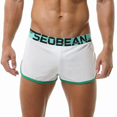 SEOBEAN Seksi muške pidžame Široke kratke hlače Donji dio Boksačice Mekano svilenkasto donje rublje Odjeća za spavanje Kućni salon Kratke hlače s remenom