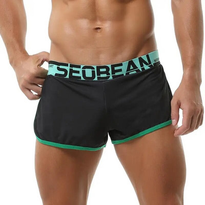 SEOBEAN Seksi muške pidžame Široke kratke hlače Donji dio Boksačice Mekano svilenkasto donje rublje Odjeća za spavanje Kućni salon Kratke hlače s remenom