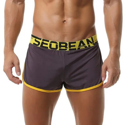 SEOBEAN Seksi muške pidžame Široke kratke hlače Donji dio Boksačice Mekano svilenkasto donje rublje Odjeća za spavanje Kućni salon Kratke hlače s remenom