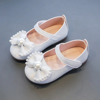 Βρεφικά κοριτσίστικα δερμάτινα παπούτσια Παιδικά φλατ παιδικά χαλαρά φλατ με φιόγκο Princess Sweet 2023 ολοκαίνουργια μαλακά μαργαριτάρια από στρας