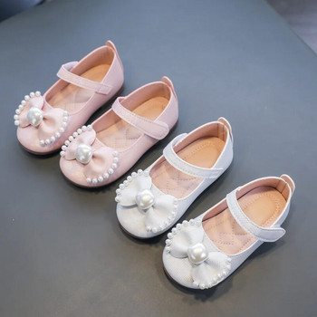 Βρεφικά κοριτσίστικα δερμάτινα παπούτσια Παιδικά φλατ παιδικά χαλαρά φλατ με φιόγκο Princess Sweet 2023 ολοκαίνουργια μαλακά μαργαριτάρια από στρας