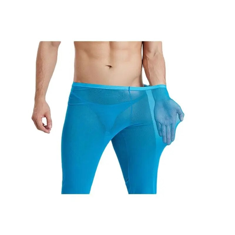 Pizsama Férfi Hálóruházat Ropa Interior Hombre Átlátszó Pizsama Homme Hálós Szexi Fehérnemű Otthoni nadrág Rugalmas pizsamanadrág