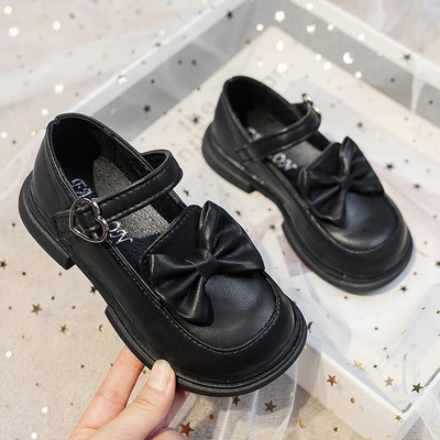 Ležerne kožne cipele za djevojčice Princess s mašnom Sweet Black Party Wedding Školske cipele Dječje ravne cipele Mary Janes Meke proljetne