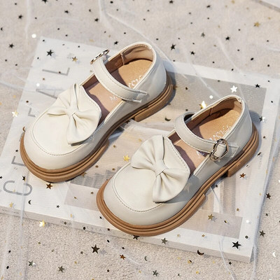 Ležerne kožne cipele za djevojčice Princess s mašnom Sweet Black Party Wedding Školske cipele Dječje ravne cipele Mary Janes Meke proljetne