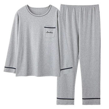 Ново пристигане Пролетни мъжки пижами с дълъг ръкав Комплект мъжки пижами Мъжки плетени памучни пижами за мъже Спално облекло Костюм Домашно облекло 4XL