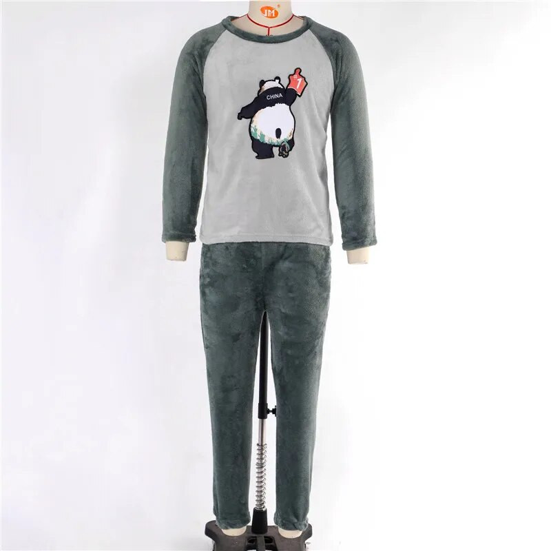 2023. gada ziema ar garām piedurknēm, biezi, silti flaneļa pidžamu komplekti vīriešiem, koraļļu samta, jauka multfilmu guļamveļa, uzvalks pidžamas, mājas apģērbs, jauns