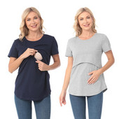 Uus mood rasedate vabaajarõivaste rasedatele lühikeste varrukatega ühevärviline imetamise top T-särk Rasedus Naiste riided Mom Tee